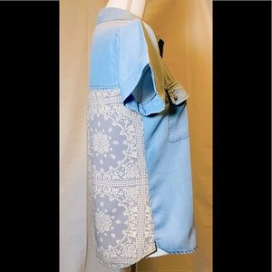 Wild Blue Wild West Bohemian Button Top